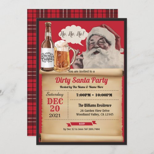 Dirty Santa Christmas Party Vintage Invitation