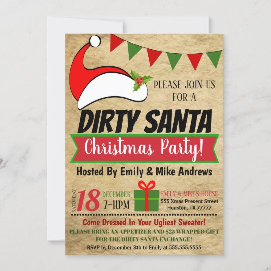 Dirty Santa Exchange Party Invitation | Zazzle.com