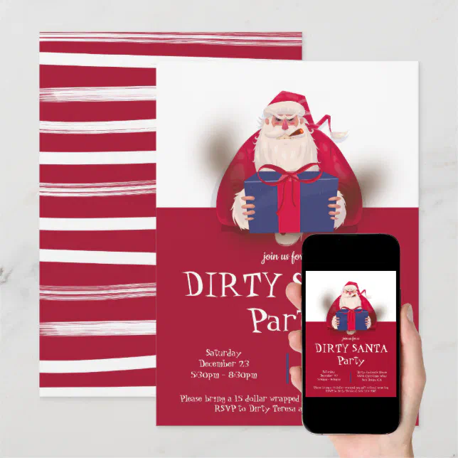 Dirty Santa Gift Exchange Christmas Holiday Party Invitation Zazzle