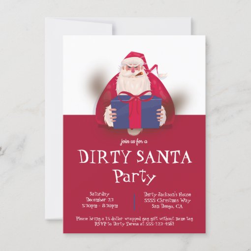 Dirty Santa Gift Exchange Christmas Holiday Party Invitation | Zazzle