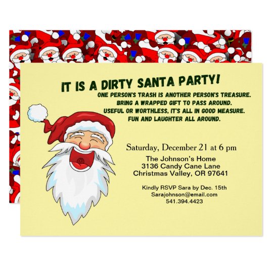 Dirty Santa Gift Exchange with Santa Pattern, ZPR Invitation | Zazzle.com