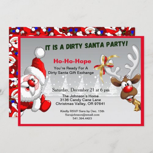 Dirty Santa Ready for Gift Exchange Santa ZPR Invitation