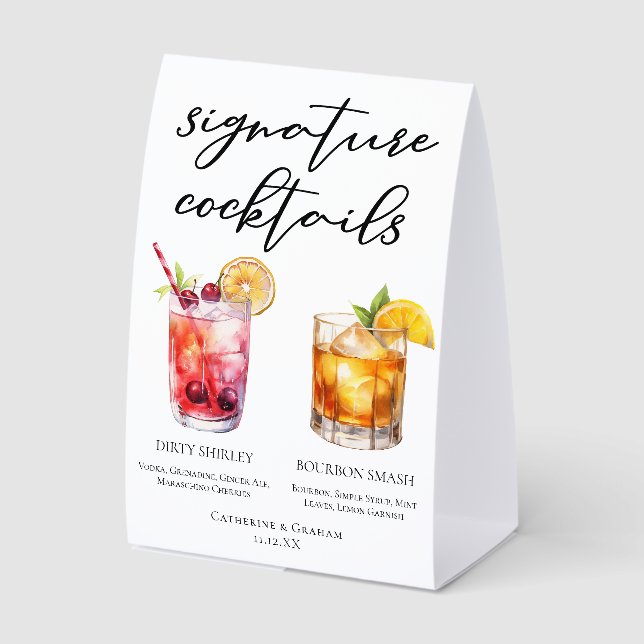 Dirty Shirley Bourbon Smash Signature Cocktails Paper Table Tent (Front)