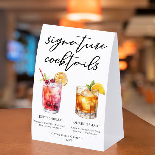 Dirty Shirley Bourbon Smash Signature Cocktails Paper Table Tent