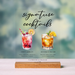 Dirty Shirley Bourbon Smash Wedding Cocktails Acrylic Sign