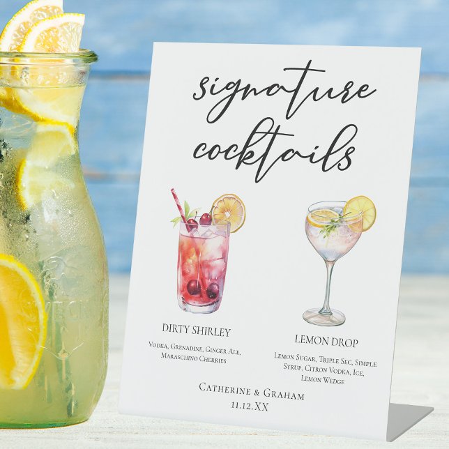 Dirty Shirley Lemon Drop Signature Cocktails Menu Pedestal Sign (Creator Uploaded)