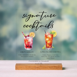 Dirty Shirley Long Island Signature Cocktails Menu Acrylic Sign