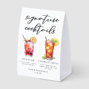 Dirty Shirley Long Island Signature Cocktails Menu Paper Table Tent