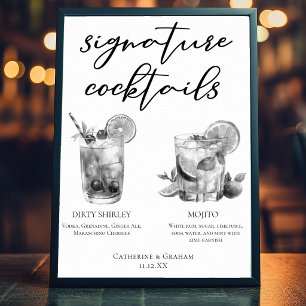 Dirty Shirley Mojito Black White Wedding Cocktails Poster