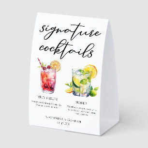 Dirty Shirley Mojito Signature Cocktails Menu Paper Table Tent
