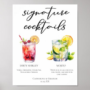 Dirty Shirley Mojito Signature Cocktails Menu Poster