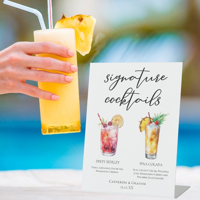 Dirty Shirley Piña Colada Signature Cocktails Menu Pedestal Sign (Creator Uploaded)