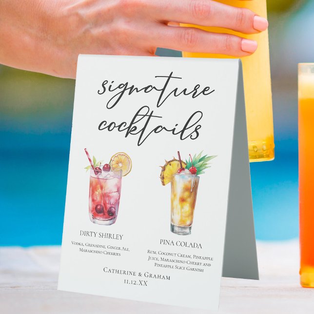 Dirty Shirley Piña Colada Signature Cocktails Menu Table Tent (Creator Uploaded)