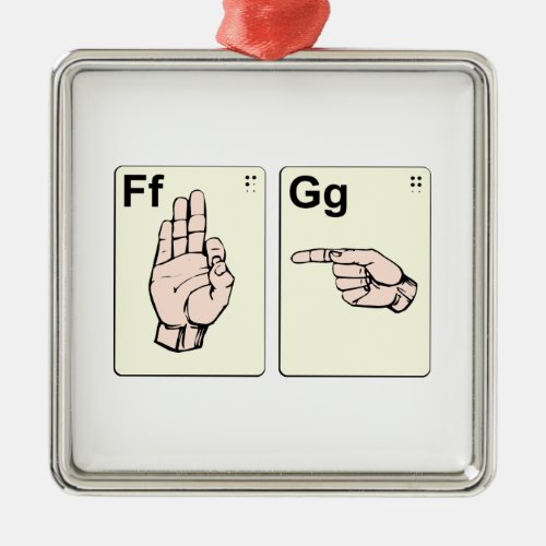 Dirty Sign Language Flash Cards Metal Ornament