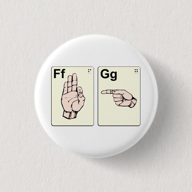 Dirty Sign Language Flash Cards Pinback Button (Front)
