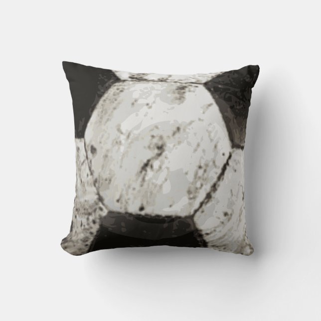 Dirty Soccer Ball Texture Throw Pillow (Front)