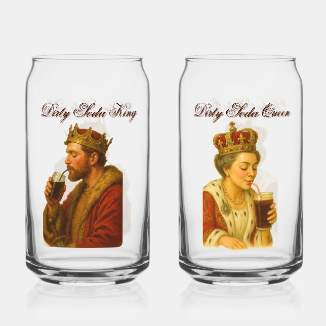 Dirty Soda King and Queen Soda Glasses (Back)