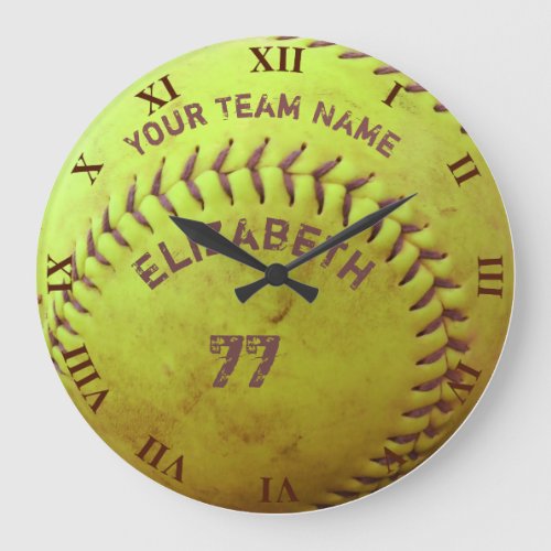 Dirty Softball Name Team Number Ball Large Clock