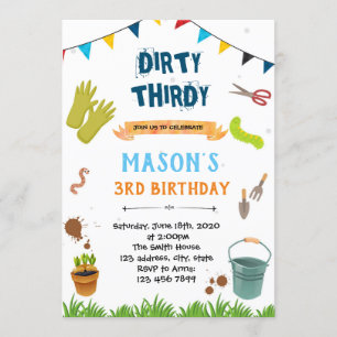 Dirty thirdy birthday theme invitation