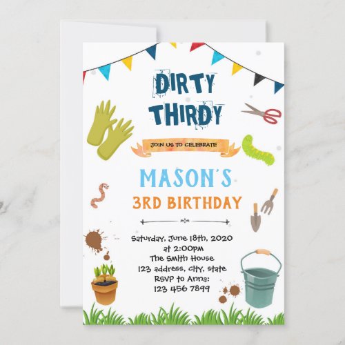 Dirty thirdy birthday theme invitation