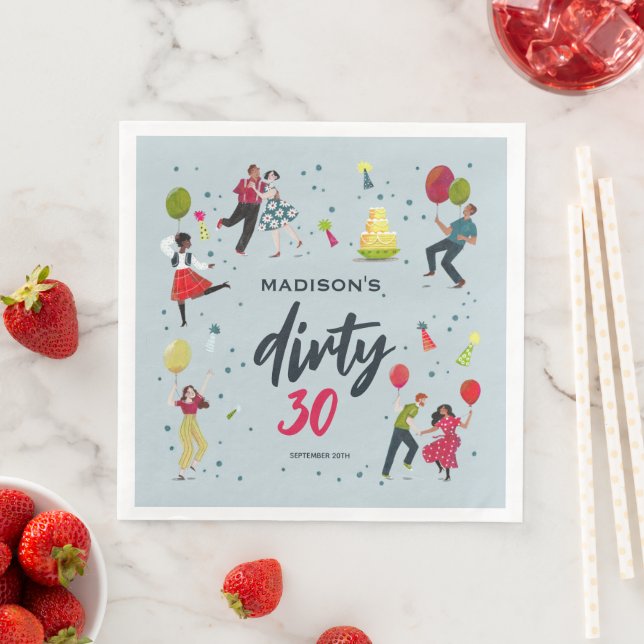Dirty Thirty 30th Birthday Party Invitation Paper Dinner Napkins (Insitu)