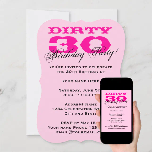 Dirty Thirty 30th Birthday Party invitations Zazzle