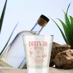 Dirty Thirty 30th Birthday Party Pink Personalized Shot Glass<br><div class="desc">Introducing our Dirty Thirty 30th Birthday Party Pink Personalized Shot Glass, the ultimate party accessory for your milestone celebration! These personalized shot glasses are the perfect addition to your Dirty 30 birthday bash, adding a touch of pink and personalized flair to your festivities. Crafted with high-quality glass, each shot glass...</div>