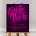 Dirty Thirty - 30th Birthday Welcome Sign<br><div class="desc">Minimalist invitation with Neon lights design and Fuschia Pink color were used on the the title to give the Welcome Sign a tantalizing look with dark violet granite like texture on the background to match.</div>