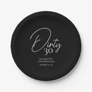 Dirty Thirty 30th Black & White Birthday Paper Plates