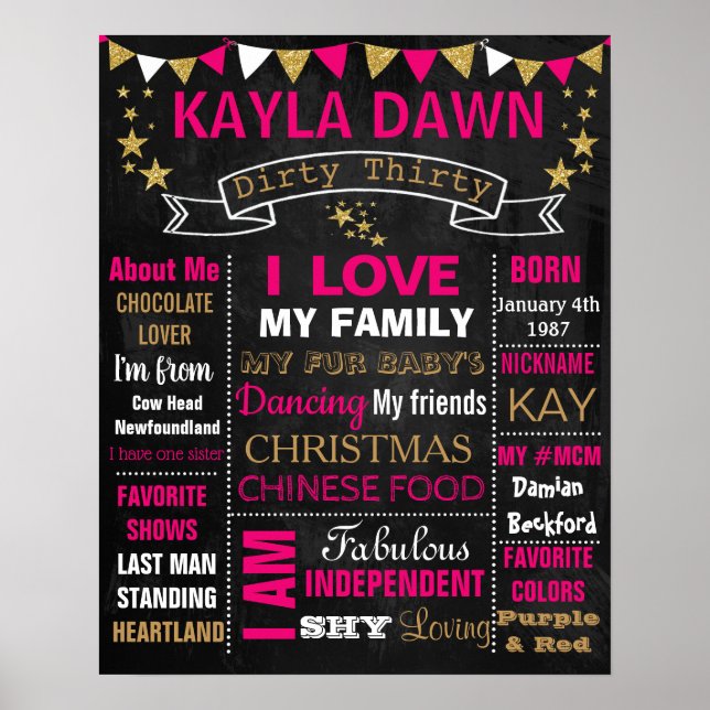 Dirty Thirty Birthday chalkboard sign adult (Front)
