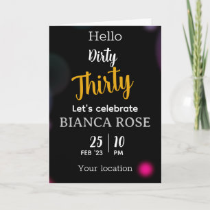 Dirty Thirty Birthday Invitation Cards