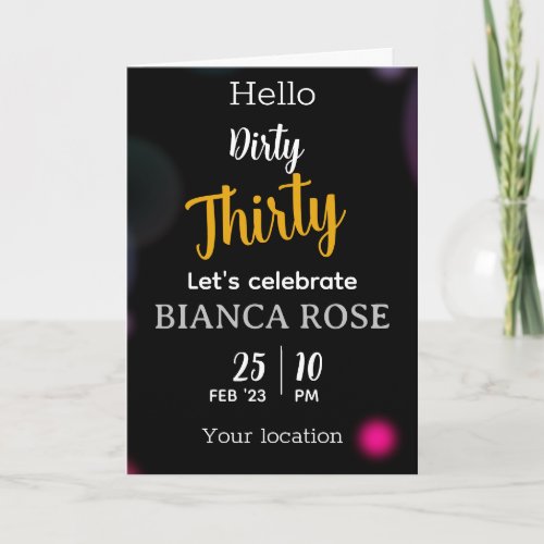 Dirty Thirty Birthday Invitation Cards