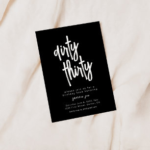 Dirty Thirty Black Birthday Invitation Template