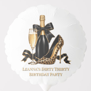 Dirty Thirty Black Gold Birthday Party Balloon