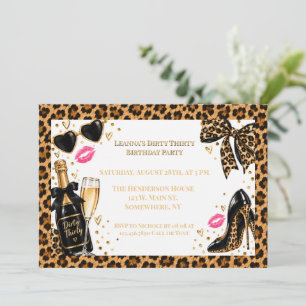 Dirty Thirty Black Gold Birthday Party Invitation