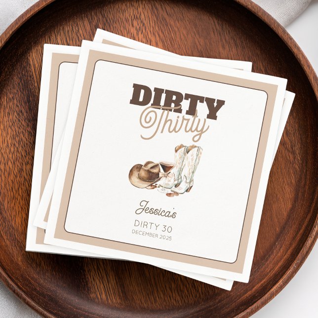 Dirty Thirty Cocktail Western 30th Birthday Party Napkins (Dirty Thirty Cocktail Western 30th Birthday Party Napkins)