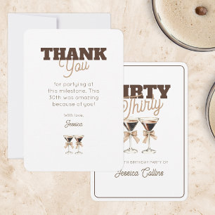 Dirty Thirty Coctail Espresso Martini 30 Birthday Thank You Card