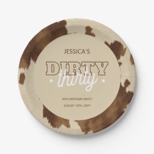 Dirty Thirty Country Western 30th Birthday Party Paper Plates