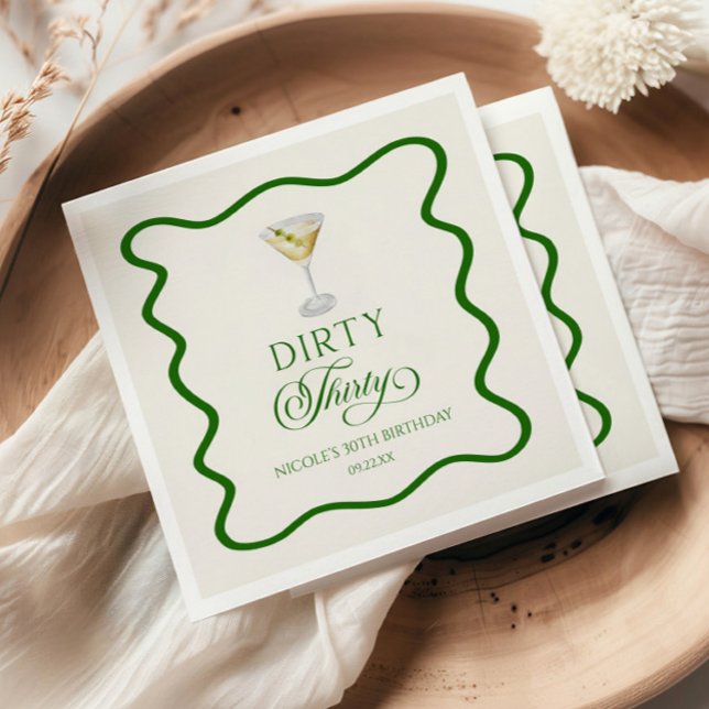Dirty Thirty Dirty Martini Birthday Party Napkins (Creator Uploaded)