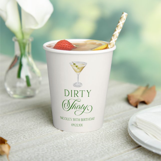 Dirty Thirty Dirty Martini Birthday Party Paper Cups (Insitu)