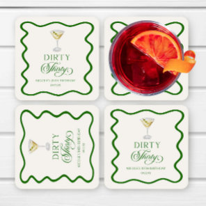 Dirty Thirty Dirty Martini Birthday Party Square Paper Coaster