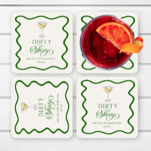 Dirty Thirty Dirty Martini Birthday Party Square Paper Coaster