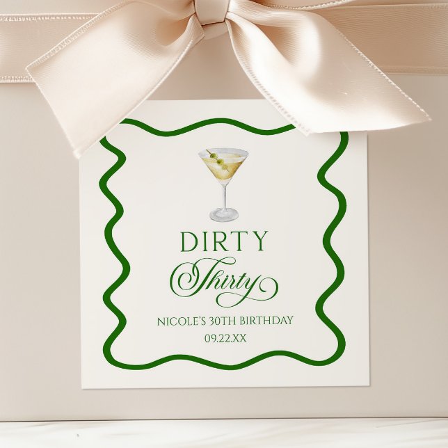 Dirty Thirty Dirty Martini Birthday Party Square Sticker (Creator Uploaded)