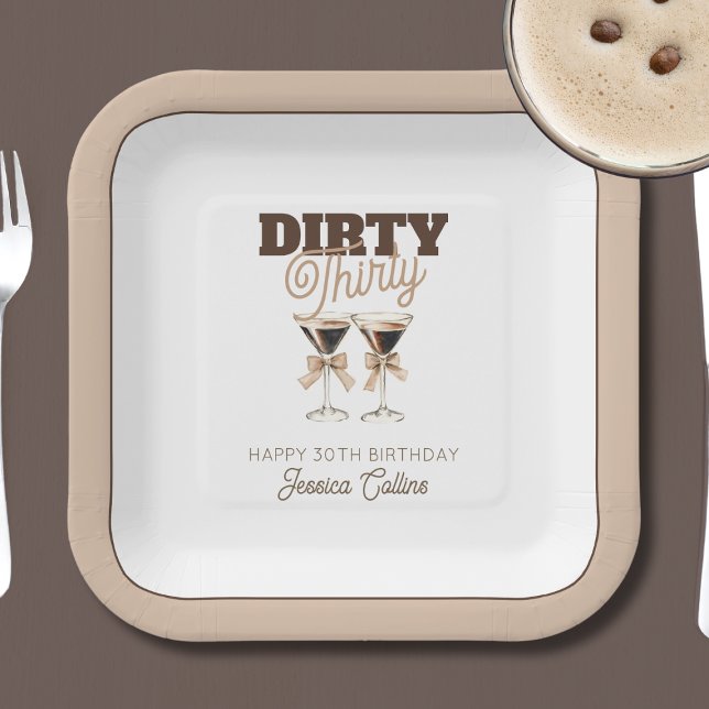 Dirty Thirty Espresso Cocktail 30th Birthday Party Paper Plates (Dirty Thirty Espresso Cocktail 30th Birthday Party Paper Plates)