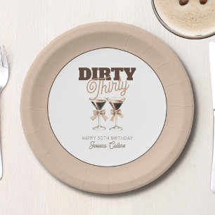 Dirty Thirty Espresso Cocktail Retro 30th Birthday Paper Plates