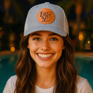 Dirty Thirty Fun Party Custom Name Leather Patch Hat