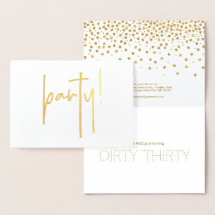 Dirty Thirty Gold Bubbly Birthday Party Invitation