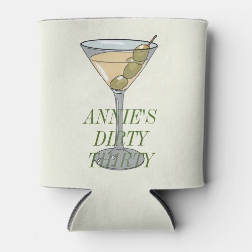 Dirty thirty martini 30th watercolor can cooler  