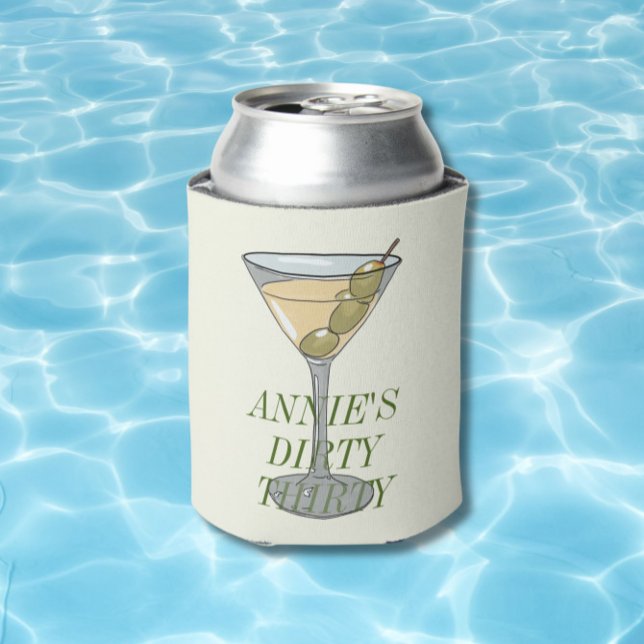 Dirty thirty martini 30th watercolor can cooler   (Creator Uploaded)