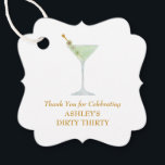 Dirty Thirty Martini Cocktail, 30th Birthday Party Favor Tags<br><div class="desc">This thirtieth birthday party favor tag features a watercolor painting of a martini glass. Customize with your information and change any wording to suit your event.</div>